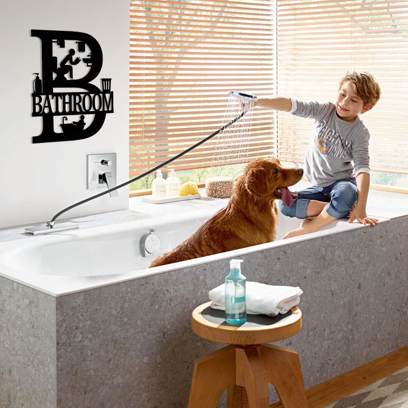 FANTAART Metal Bathroom Signs Wall Decor, 12x14 Inch Black Bathroom Wall Art, Farmhouse Funny Restroom Sign for Modern Home Decoration Gift for Housewarming - Image 4