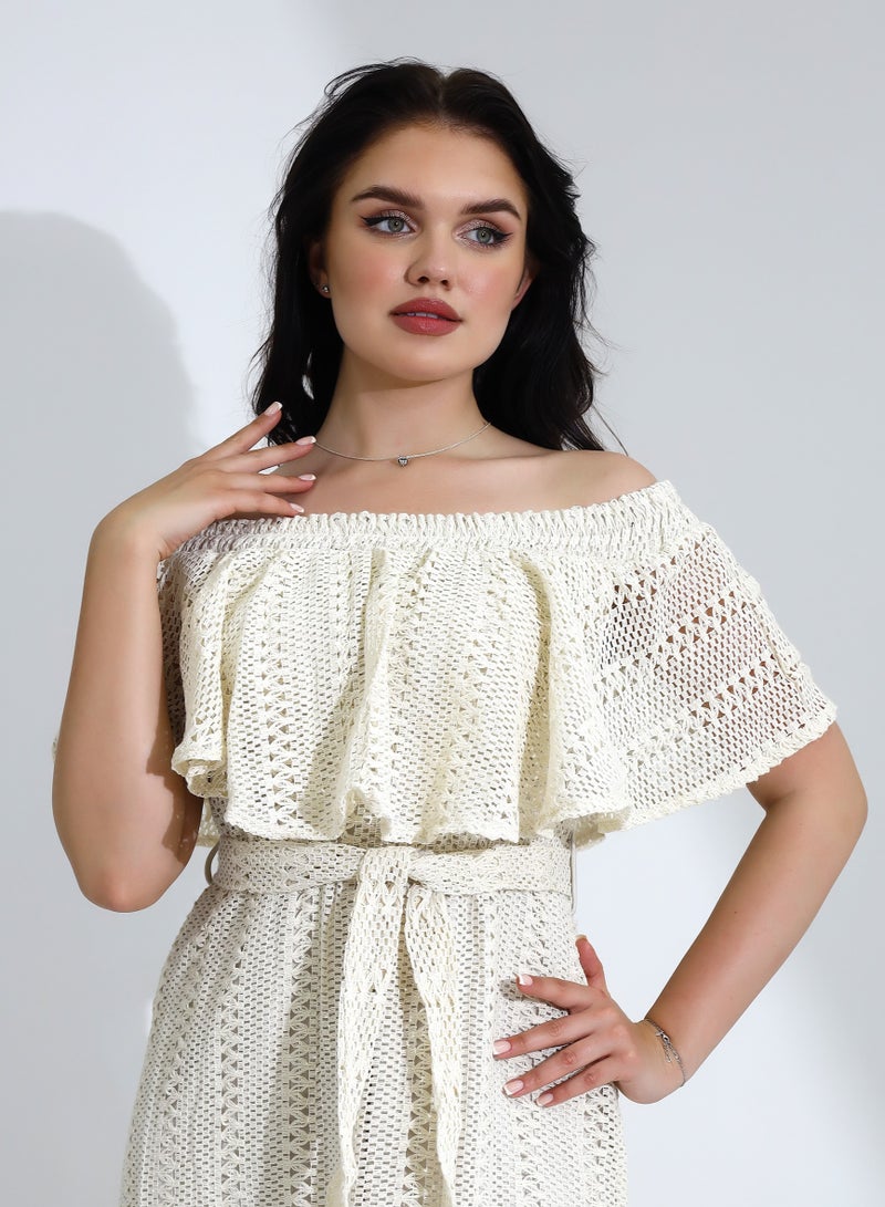 Elegant Dress With An Off-Shoulder Neckline And High Quality - Image 1