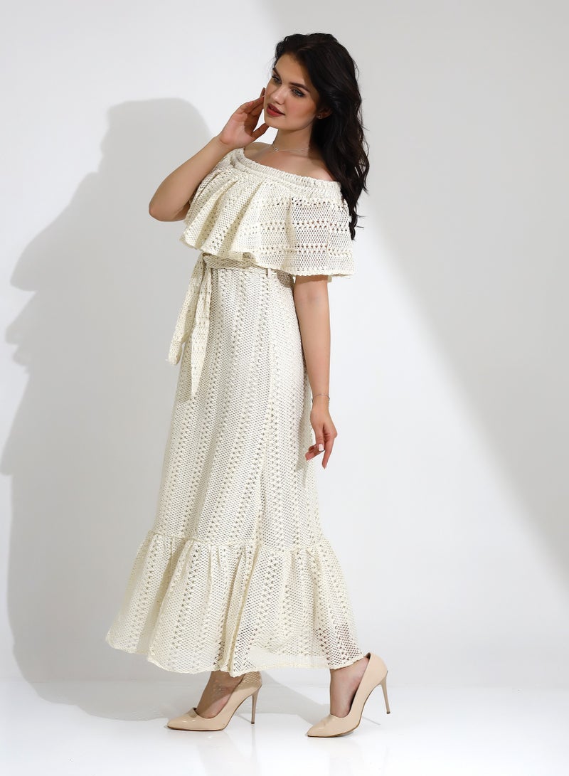 Elegant Dress With An Off-Shoulder Neckline And High Quality - Image 3