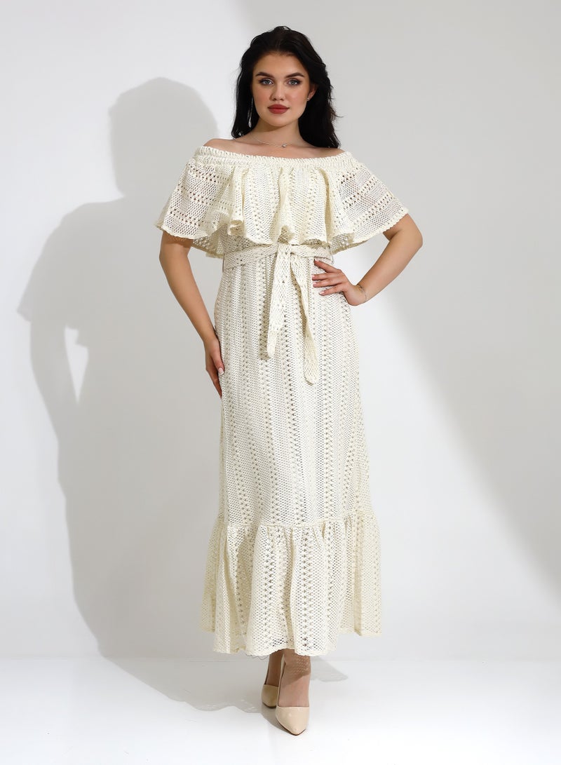 Elegant Dress With An Off-Shoulder Neckline And High Quality - Image 2