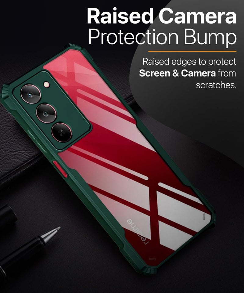 WOW IMAGINE PC,TPU Shock Proof Clear Protective Back Case For Realme 14X 5G|Realme Narzo 80X|P3X-Airedge Technology|360 Degree Camera Protection|Transparent Hybrid Back Case Mobile Cover-Green - Image 5