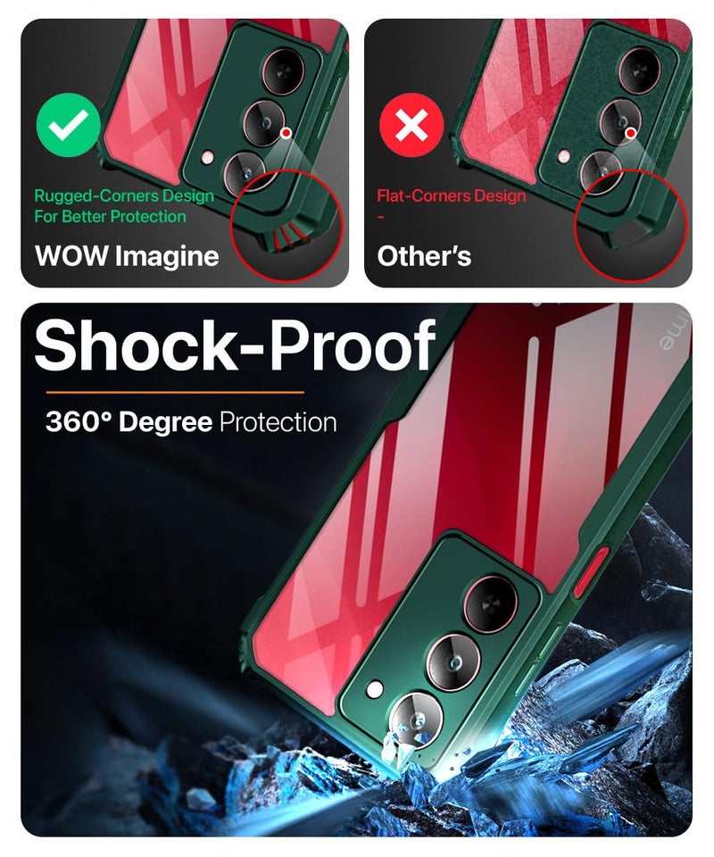 WOW IMAGINE PC,TPU Shock Proof Clear Protective Back Case For Realme 14X 5G|Realme Narzo 80X|P3X-Airedge Technology|360 Degree Camera Protection|Transparent Hybrid Back Case Mobile Cover-Green - Image 3