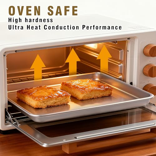 Shinsin Toaster Oven Pans Set of 2, Shinsin 11-Inch Nonstick Baking Sheet Pans and Trays, 1/8 Thicker Replacement Small Baking Tray Accessories for Cookie, Non Toxic and Easy Clean and Diswasher Safe, Gold - Image 5