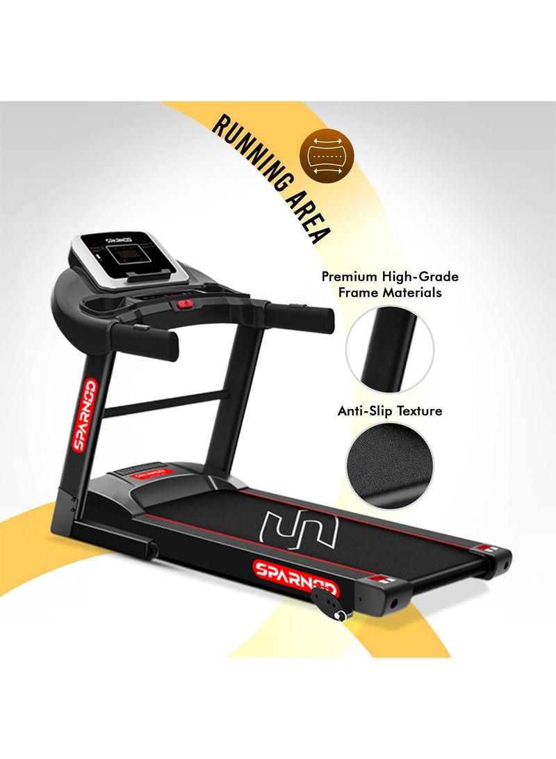 Sparnod Fitness STH-1250 (3 Hp Peak) Automatic Motorised Treadmill For Home Use | Speed-12Km/Hr | Max User Weight 100 Kg | 3 Level Manual Incline | Warranty 1 Year - Image 5
