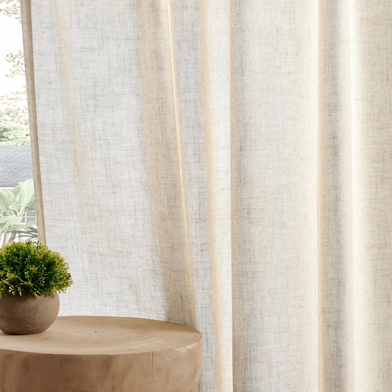 Joydeco Linen Curtains for Bedroom Light Filtering Drapes 108 Inches Long Living Room Curtain 2 Panel Sets Flax White Curtains Rod Pockets Back Tab(W52 x L108 Inch  Linen) - Image 5