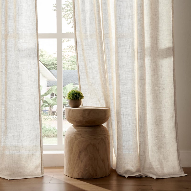 Joydeco Linen Curtains for Bedroom Light Filtering Drapes 108 Inches Long Living Room Curtain 2 Panel Sets Flax White Curtains Rod Pockets Back Tab(W52 x L108 Inch  Linen) - Image 4