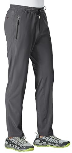 Rdruko Men's Sweat Pants Lightweight Casual Workout Gym Jogger Hiking Track Sports Athletic with Zipper Pockets(Dark Grey, US L) - Image 2