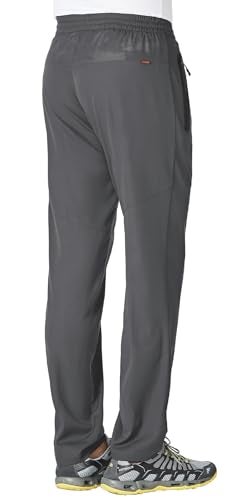 Rdruko Men's Sweat Pants Lightweight Casual Workout Gym Jogger Hiking Track Sports Athletic with Zipper Pockets(Dark Grey, US L) - Image 3