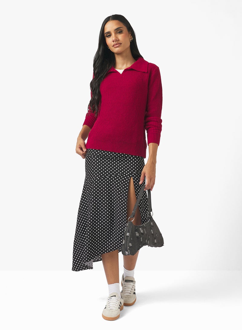 Ginger Polo Neck Fitted Ribbed Sweater - Image 4