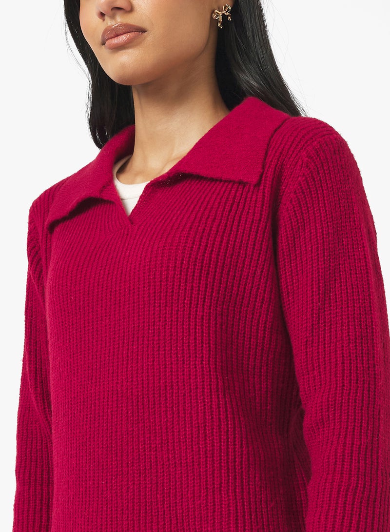 Ginger Polo Neck Fitted Ribbed Sweater - Image 3