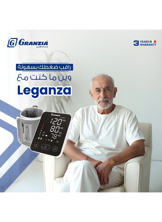  جرانزيا جرانزيا ليجانزا – جهاز رقمي لقياس ضغط الدم من الذراع مع شاشة كبيرة وكُفة مريحة (٢٢–٤٢ سم)، يدعم مستخدمين، يحفظ ٢٠٠ قراءة، مؤشر ألوان لتصنيف النتائج، شحن سريع عبر USB-C، معتمد طبياً ومضمون ٣ سنوات - Image 2