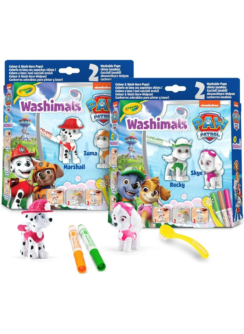 كرايولا CRAYOLA - Washimals Paw Patrol Activity Set with 2 Puppies, 3 Washable Felt Tip Pens and Brush, Game and Gift for Children, from 3 Years