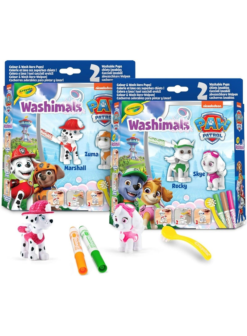 CRAYOLA - Washimals Paw Patrol Activity Set with 2 Puppies, 3 Washable Felt Tip Pens and Brush, Game and Gift for Children, from 3 Years - Image 1