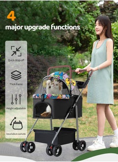 Pet Stroller 3 in 1 Folding Dog Cat Jogger Stroller for Medium Small Dogs Cats Lightweight Travel Stroller with Cup Holder Cat Pram Pushchair Buggy Travel Carrier Pets Strolling Cart Trolley - pzsku/ZFD61113FB6A497F9BB53Z/45/_/1731058296/bdd056ff-c343-4a8e-9378-4c6dc750cf04