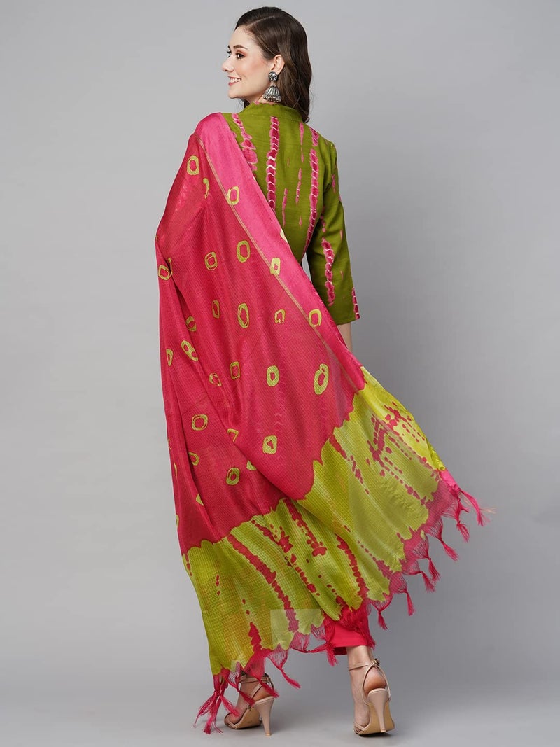 ANNI DESIGNER Women's Cotton Blend Straight Printed Kurta with Pant & Dupatta (SIBORI Methi-KS_S_Green_Small) - Image 2