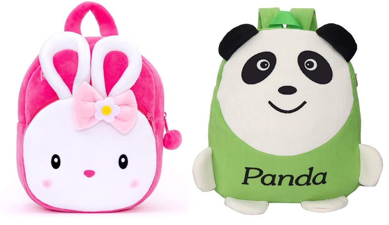 blue tree Kids School Bag Soft Plush Backpack Cartoon Bags Mini Travel Bag for for Girls Boys Toddler Baby Konggi Rabbit & Green Panda - Image 5