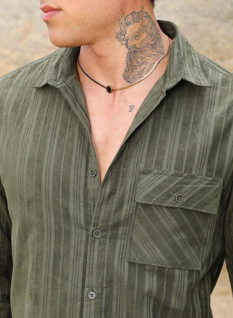 Campus Sutra Multitrack-Striped Shirt