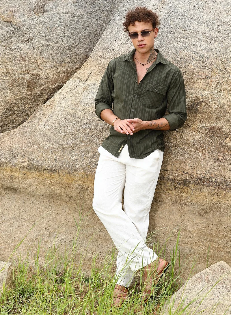 Campus Sutra Multitrack-Striped Shirt
