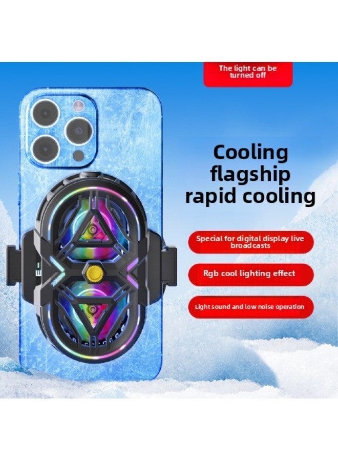 2024 Anchor Mobile Phone Radiator RS3 Streamer Dual-core Three-gear Semiconductor Refrigeration Ultra-quiet Live Broadcast-Color:RS3 Top Equipped With Dual-Core Radiator-Magic Night Black (Streaming Third Gear Digital Display Double 1/4 Screw Type-C Ultra Quiet  - Image 2