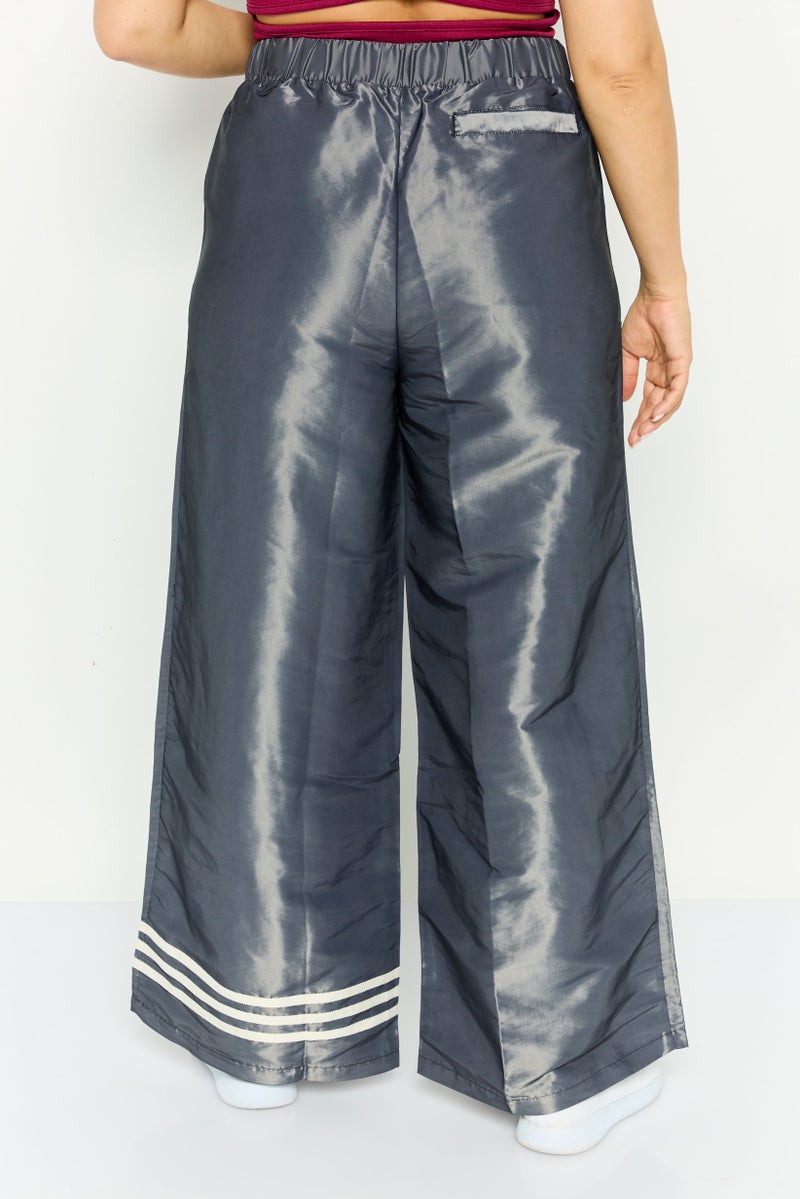 adidas Originals Women Loose Fit Wide Leg Outdoors Pants, Grey - Image 4