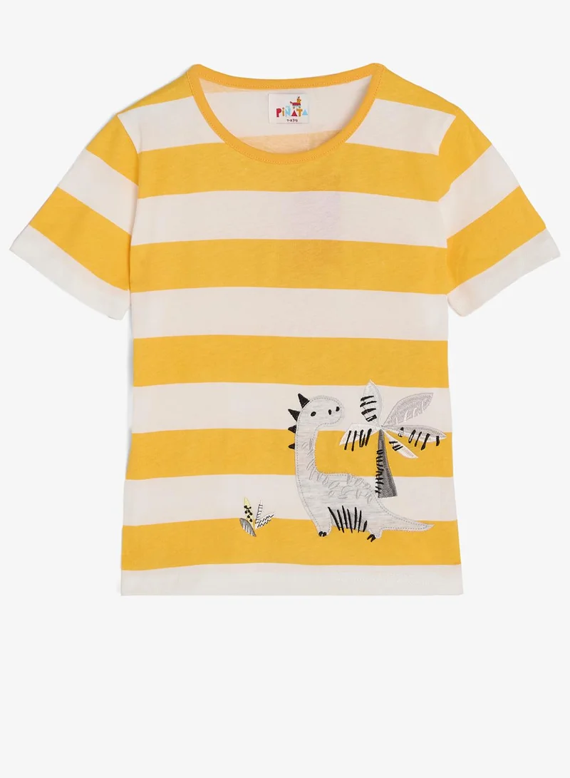 Pinata  Dinasour Print  Stripe Tshirt and Shorts Set for Men | Best Price UAE
