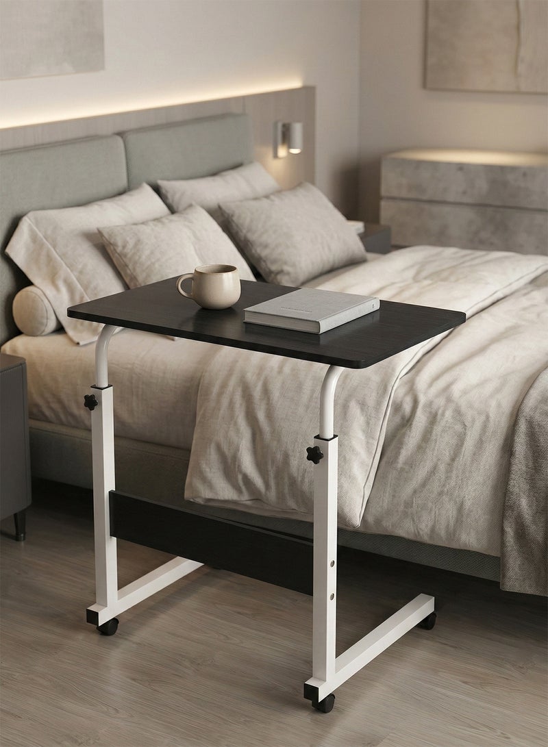 Taimi Side Table with Wheels Adjustable Height Laptop Table For Sofa, Bed and Living Room 70X60X40CM - Black/White - Image 3