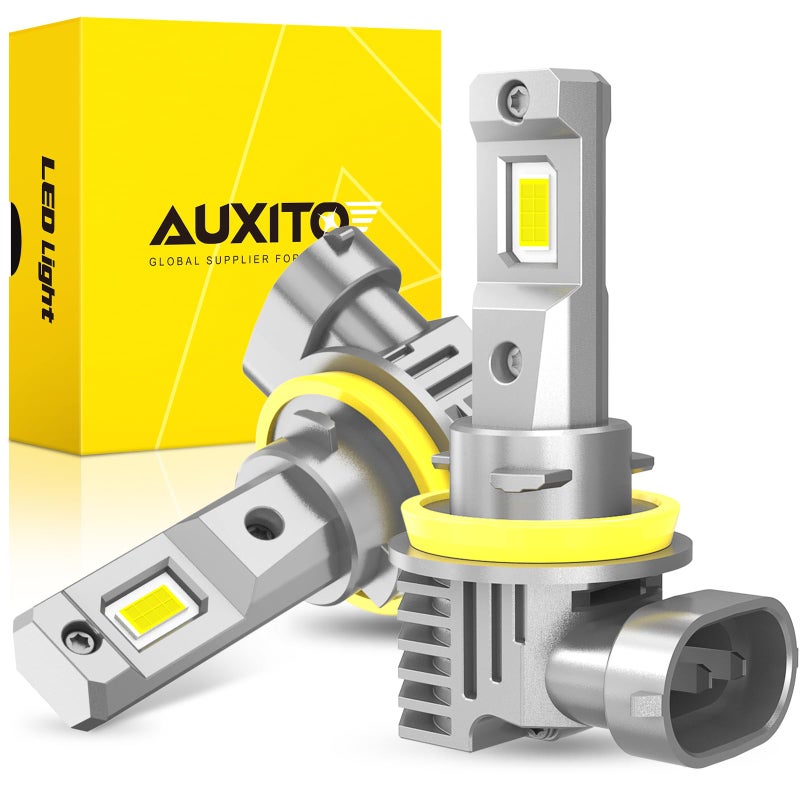 AUXITO H11 H8 H16 LED Fog Light Bulbs 600 Brightness 6500K Cool White Driving Fog lights 11 Mini Size Front Fog Lamps Nonpolarity Play and Plug Pack of 2