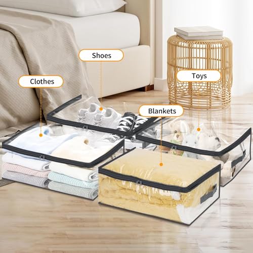 MBW Transparent Multipurpose Clothes Storage Bag/Box, Saree Cover Bag With Zip For Storing Clothes/Suits/Blanket/Dress/Toys And Wardrobe Organizing 35 LTR (Black, Pack of 6) - Image 2