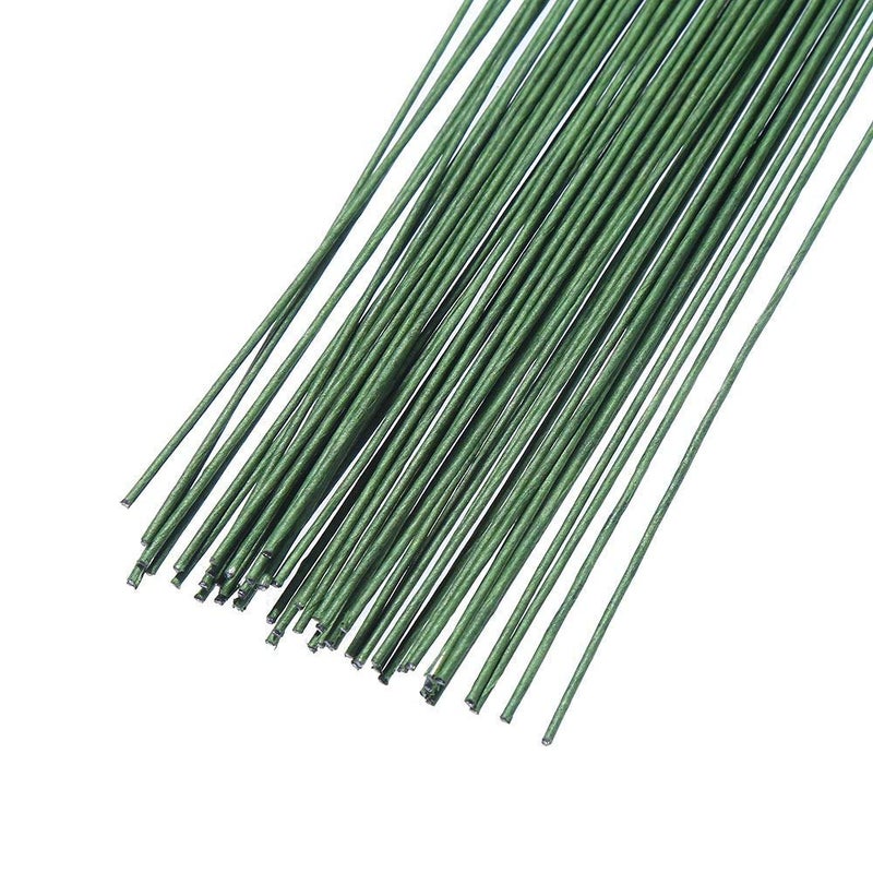 Onwon 60 Pieces 18 Gauge Floral Stem Wire 14 Inch Crafting Floral Paper Wrapped Wire Dark Green