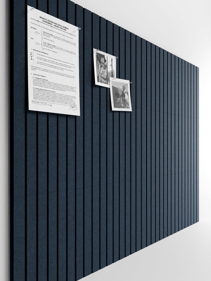 Bumusty Large Cork Board Alternative-48 x 36" Felt Bulletin Board Tiles, with 30 Pushpins, 70 Adhesive Tabs, 12-Pack Slat Wall Paneling, Cork Boards for Office Push Pin Board Felt Board-Navy Blue - Image 1