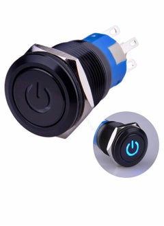 Y&D Push Switch Waterproof Marine Speakers 19mm Latching Button Black with LED Electroplated Metal Full Range Audio Motorcycle Stereo System  - Image 1
