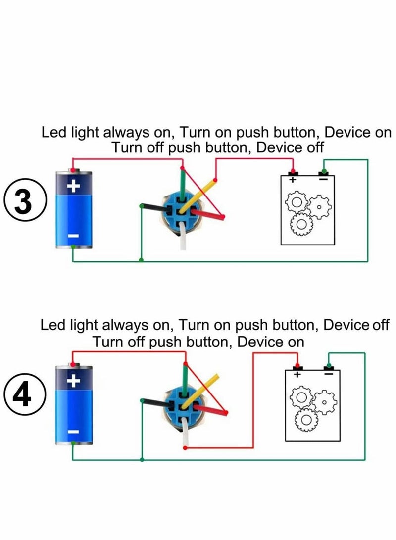 Y&D Push Switch Waterproof Marine Speakers 19mm Latching Button Black with LED Electroplated Metal Full Range Audio Motorcycle Stereo System  - Image 4
