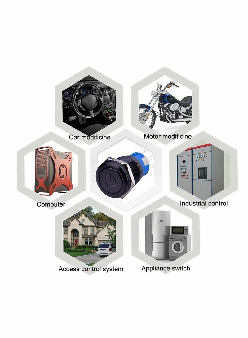 Y&D Push Switch Waterproof Marine Speakers 19mm Latching Button Black with LED Electroplated Metal Full Range Audio Motorcycle Stereo System  - Image 5