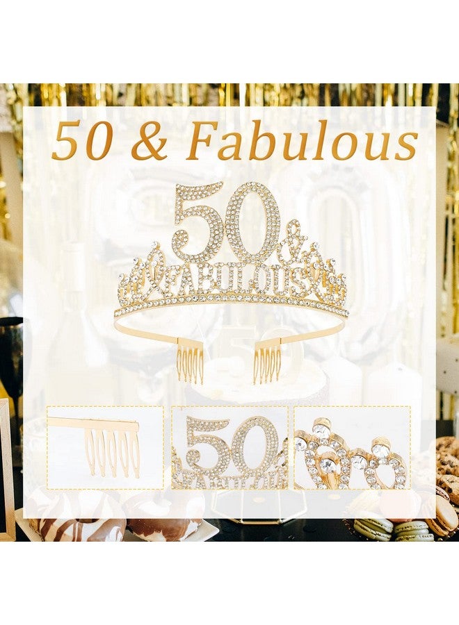 Hapdoo 50th Birthday Decorations, 50th Birthday Sash and Tiara for Women, Happy 50th Birthday Decorations for Women, 50 and Fabulous Birthday Decorations, 50 Birthday Decorations Birthday Crown for Women - Image 2