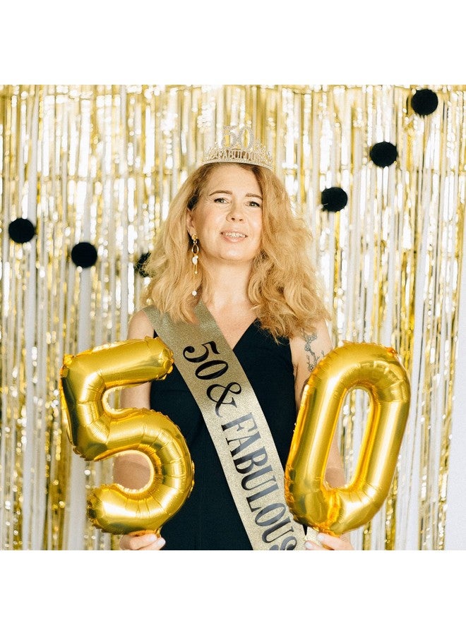 Hapdoo 50th Birthday Decorations, 50th Birthday Sash and Tiara for Women, Happy 50th Birthday Decorations for Women, 50 and Fabulous Birthday Decorations, 50 Birthday Decorations Birthday Crown for Women - Image 4
