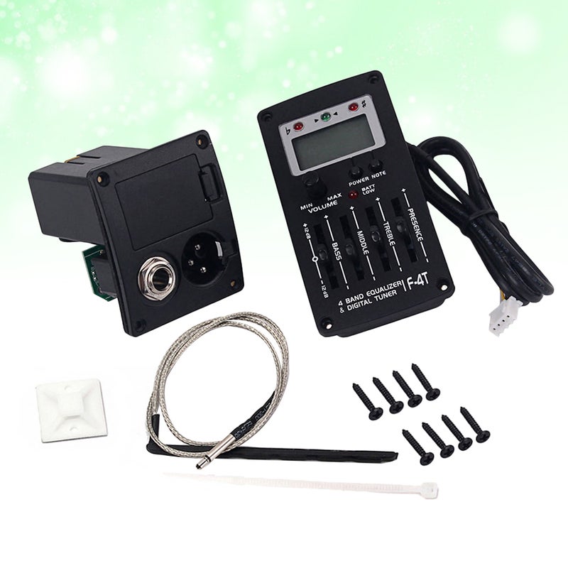 4 Band EQ Pre- Equalizer Pickup Acoustic Guitar Preamplifier Pickup with LCD Tuner Volume Control for Folk guitars IF- Black - Image 5
