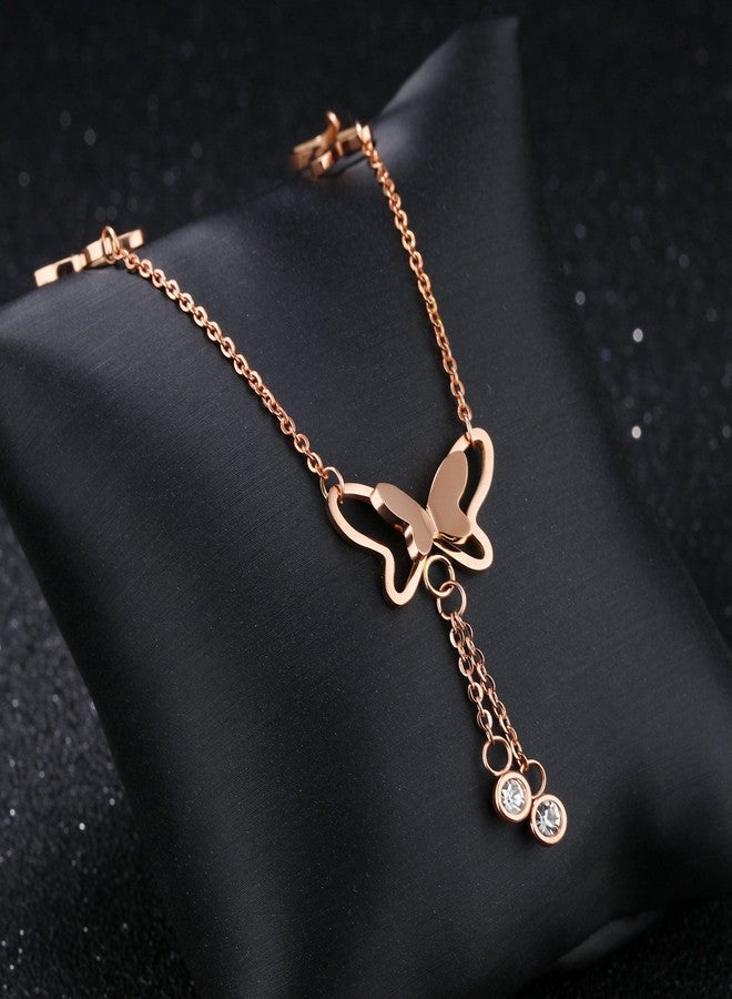 ASHMITA Fashion Ankle Bracelet For Women Rose Gold Butterfly Foot Chain Adjustable Jewelry - Image 3
