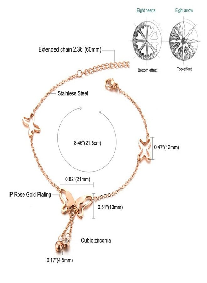 ASHMITA Fashion Ankle Bracelet For Women Rose Gold Butterfly Foot Chain Adjustable Jewelry - Image 5