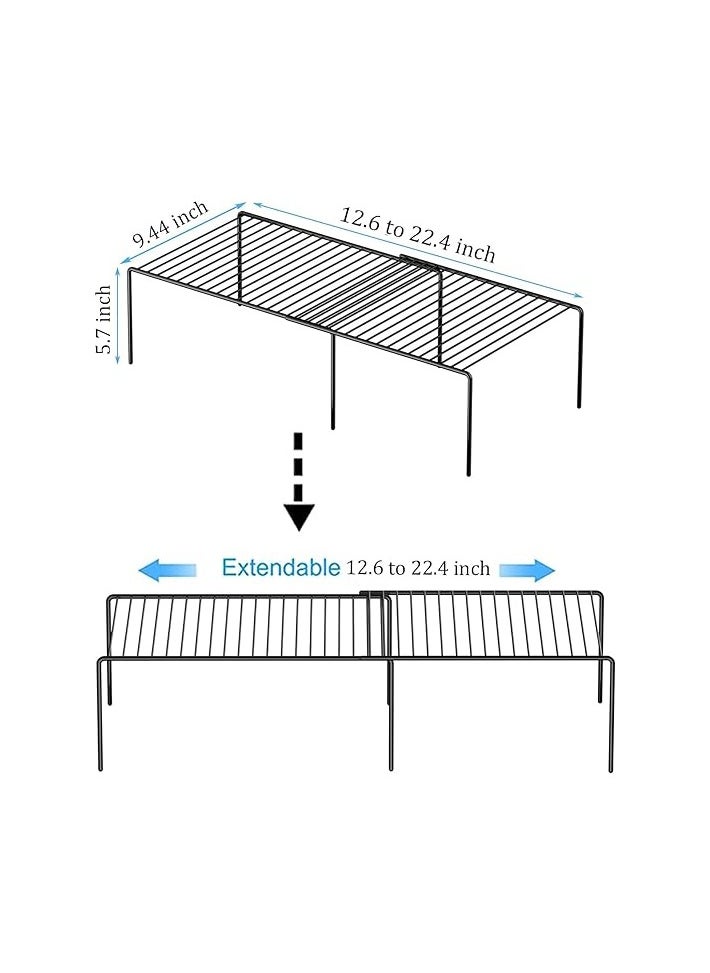 MahMir - Expandable Storage Rack, Spice Racks Set of  Kitchen Countertop Organizer Shelf, Cabinet Shelf Organizers Storage Rack Space Riser, Pantry Cupboard Shelf Home Organization and Storage - Image 1