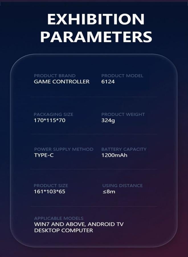 Game Controller, Wireless game Controller for game/PC/Phone, 7 Color RGB LED Control/Remote Compatible with Programmable Function/Wake-up Function,White