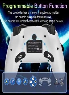 beteno Game Controller, Wireless game Controller for game/PC/Phone, 7 Color RGB LED Control/Remote Compatible with Programmable Function/Wake-up Function,White  - Image 4