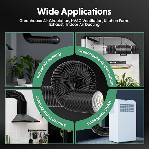 InfiniPower Dryer Vent Hose, 6" Insulated Flexible Duct 25FT with 2 Clamps, Heavy Duty Four Layer Protection for Heating Cooling Ventilation and Exhaust, Black - Image 5