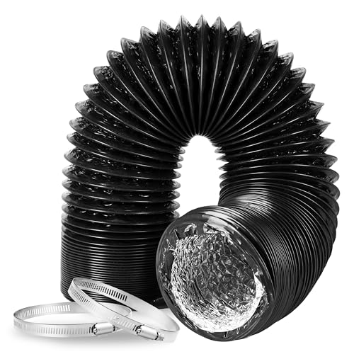 InfiniPower Dryer Vent Hose, 6" Insulated Flexible Duct 25FT with 2 Clamps, Heavy Duty Four Layer Protection for Heating Cooling Ventilation and Exhaust, Black - Image 1