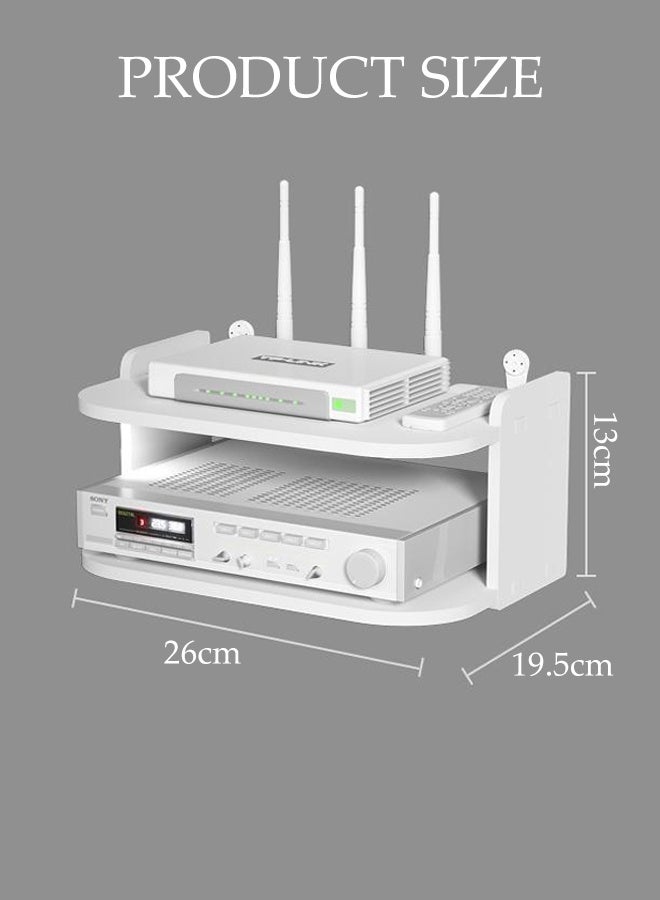 DUNISO Wireless Wifi Router Shelf Storage Racks，Double Layer Wall Mounted Shelf，Cable Power Bracket Organizer Box，Durable and Sturdy, No Need to Drill Holes，for Holding Speakers Wifi Router  - Image 2