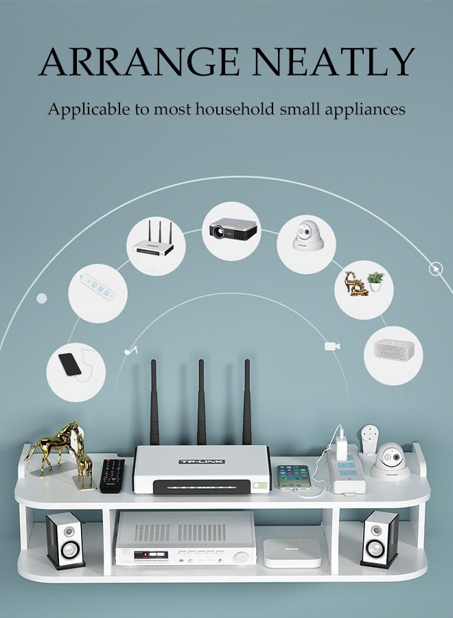 DUNISO Wireless Wifi Router Shelf Storage Racks，Double Layer Wall Mounted Shelf，Cable Power Bracket Organizer Box，Durable and Sturdy, No Need to Drill Holes，for Holding Speakers Wifi Router  - Image 5