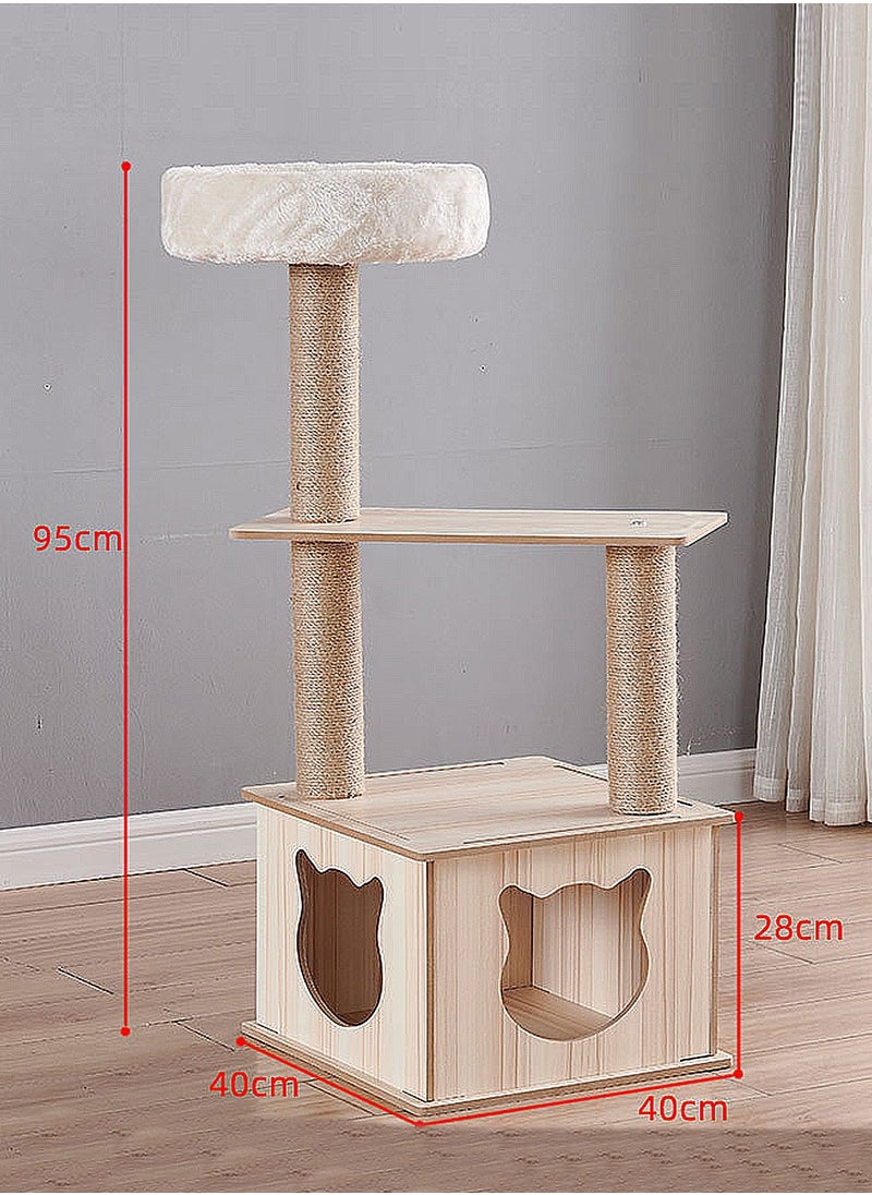 Kidle - Cat Climbing Frame Cat Tree Cat Cat House Cat Jumping Platform Cat Scratching Board Cat Nest Sisal Cat Scratching Post Cat Toys - Image 1
