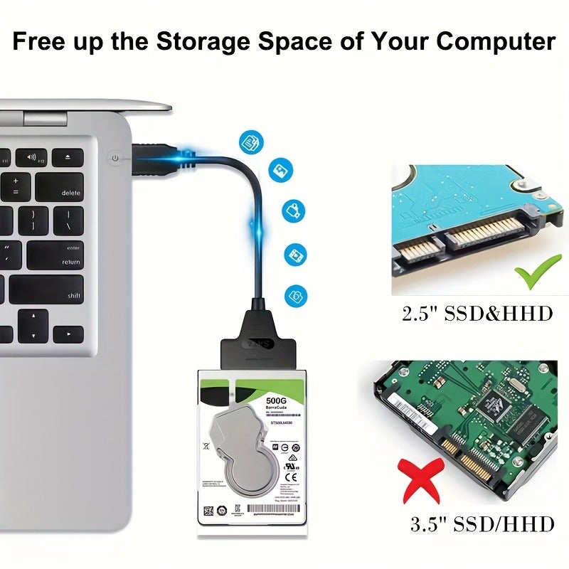 PETO SATA2.5 to USB 3.0 Hard Drive Adapter, Male to Female Interface, SSD Data Transfer, Compatible with Laptop HDD/SSD, Supports UASP, Lightweight and Portable - Image 4