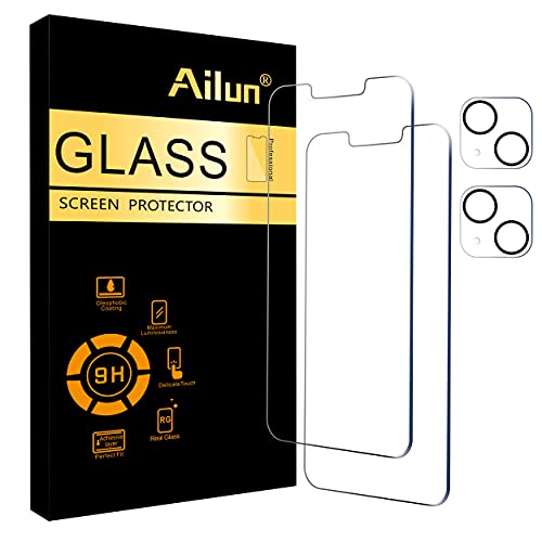 Ailun 2 Pack Screen Protector for iPhone 13 mini [5.4 inch] Display 2021 with 2 Pack Tempered Glass Camera Lens Protector,[9H Hardness]-HD - Image 1