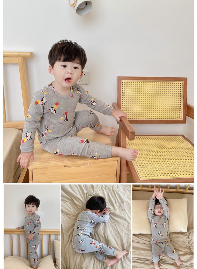 VUCATIN Kids Thermal Underwear Set Thermal Long Johns Top & Bottom Set Winter children Thermal Base Layer Interior Long Warm sleepwear (Penguin) - Image 3