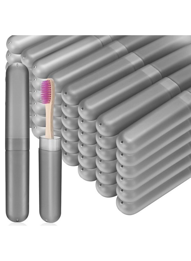 Sieral 90 Pack Travel Toothbrush Case Holder Bulk Breathable Portable Toothbrush Storage Plastic Toothbrush Container For Home Outdoor Traveling Trip Camping, 8 X 1.2 Inch (Gray)  - Image 1